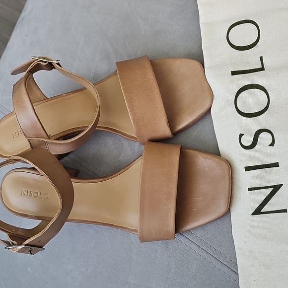 NIB NISOLO Stella Go To Block Heel Sandals In Almond - Picture 11 of 11
